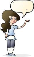 cartoon waitress with speech bubble vector