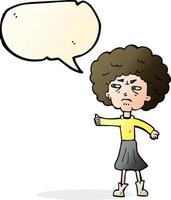 cartoon annoyed old woman with speech bubble vector