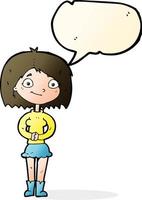 cartoon happy woman with speech bubble vector