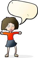 cartoon surprised woman with speech bubble vector