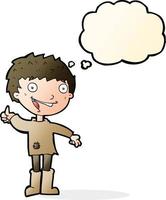 cartoon excited boy with thought bubble vector