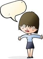 cartoon curious woman with speech bubble vector