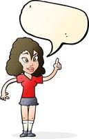 cartoon pretty woman with idea with speech bubble vector