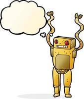 cartoon funny robot with thought bubble vector