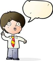 cartoon schoolboy answering question with speech bubble vector