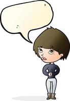 cartoon woman considering with speech bubble vector
