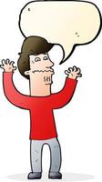 cartoon nervous man with speech bubble vector