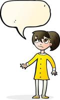 cartoon worried girl with speech bubble vector