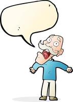 cartoon terrified old man with speech bubble vector