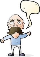 cartoon worried old man with speech bubble vector