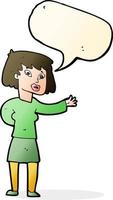 cartoon woman explaining with speech bubble vector