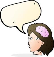 cartoon female head with brain symbol with speech bubble vector