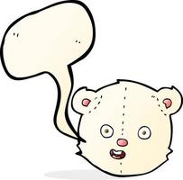 cabeza de oso de peluche polar de dibujos animados con burbujas de discurso vector