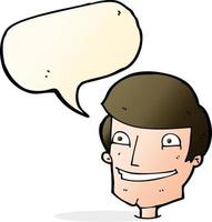 cartoon grinning man with speech bubble vector