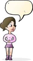 cartoon girl talking with speech bubble vector