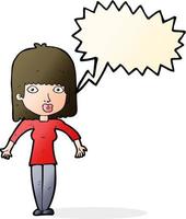 cartoon woman shrugging with speech bubble vector