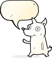 cartoon little dog waving with speech bubble vector