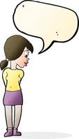 cartoon pretty girl with speech bubble vector