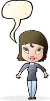 cartoon girl shrugging shoulders with speech bubble vector