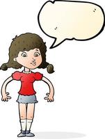 cartoon pretty girl with speech bubble vector