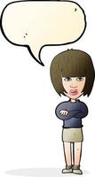 cartoon annoyed woman with speech bubble vector