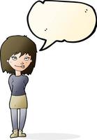 cartoon happy woman with speech bubble vector