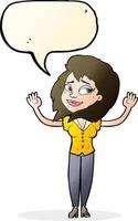 cartoon woman giving up with speech bubble vector