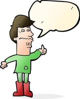 cartoon nervous man with speech bubble vector