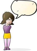 cartoon annoyed woman with speech bubble vector