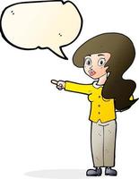 cartoon pretty woman pointing with speech bubble vector