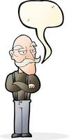 cartoon bored old man with speech bubble vector