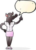 cartoon werewolf woman with idea with speech bubble vector