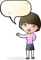 cartoon woman explaining with speech bubble vector