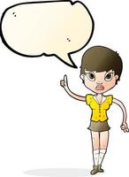 cartoon pretty woman with idea with speech bubble vector