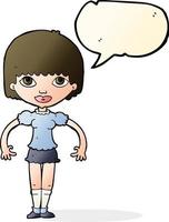 cartoon girl with speech bubble vector