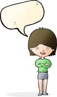 cartoon happy woman with speech bubble vector