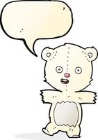 cartoon cute polar bear cub with speech bubble vector