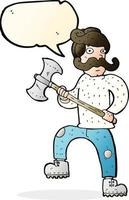 cartoon man with axe with speech bubble vector