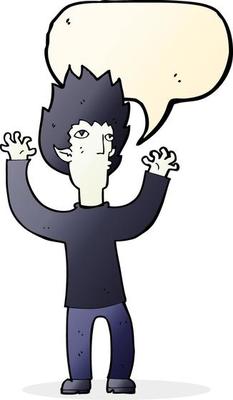 cartoon vampire with speech bubble
