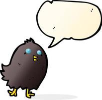 cartoon spooky black bird with speech bubble vector