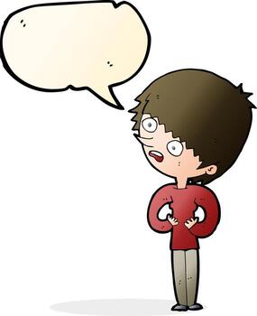 caricatura, sorprendido, mujer, con, burbuja del discurso vector