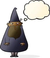 cartoon wizard with thought bubble vector