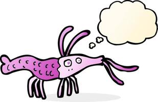 cartoon shrimp with thought bubble vector