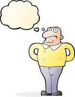 cartoon worried man with thought bubble vector