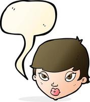 cartoon unimpressed woman with speech bubble vector