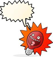 cartoon red lightbulb with speech bubble vector