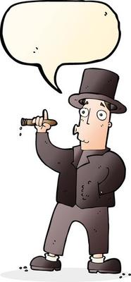 cartoon smoking gentleman with speech bubble