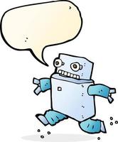 cartoon running robot with speech bubble vector