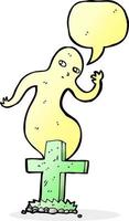 cartoon ghost rising from grave with speech bubble vector