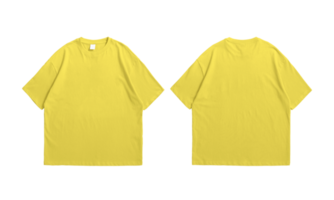 Übergroßes gelbes T-Shirt Vorder- und Rückseite transparent png